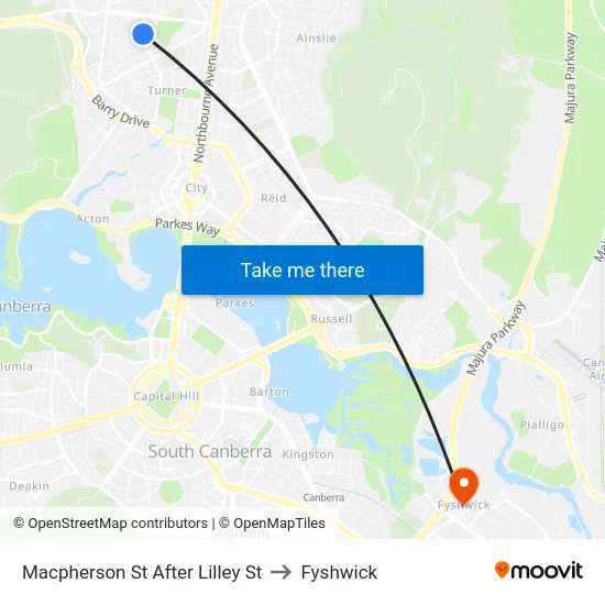 Macpherson St After Lilley St to Fyshwick map