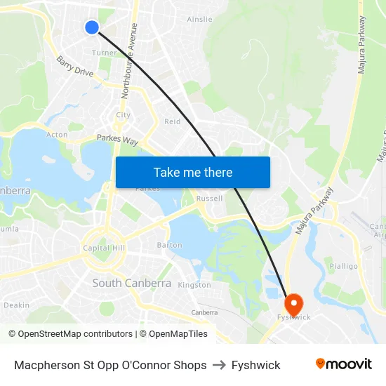 Macpherson St Opp O'Connor Shops to Fyshwick map