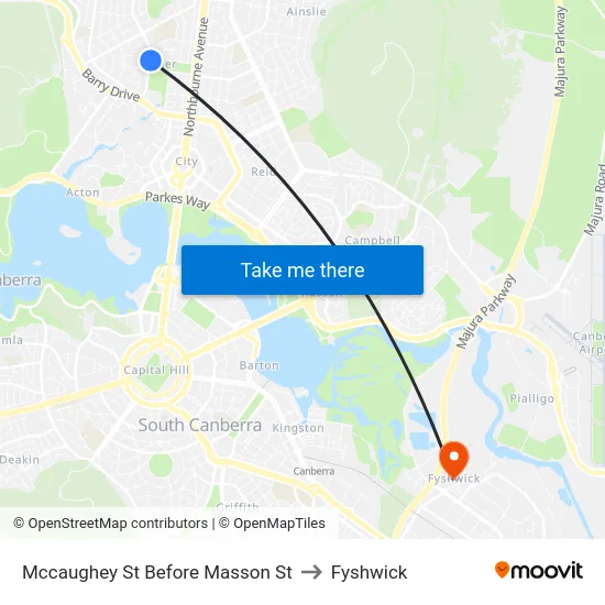 Mccaughey St Before Masson St to Fyshwick map