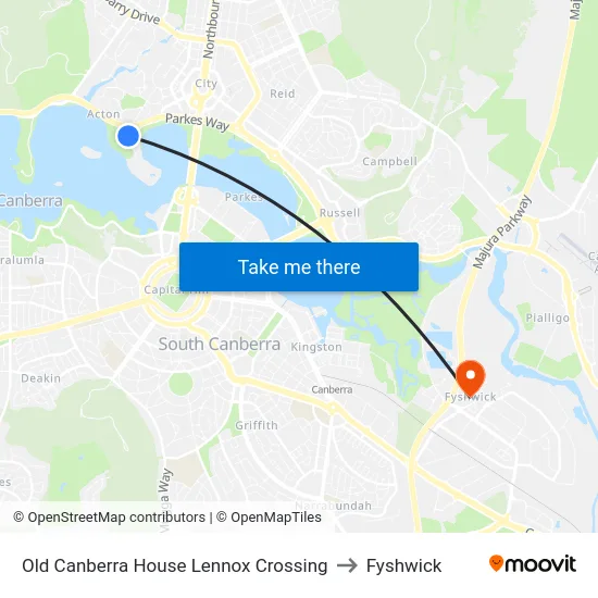 Old Canberra House Lennox Crossing to Fyshwick map