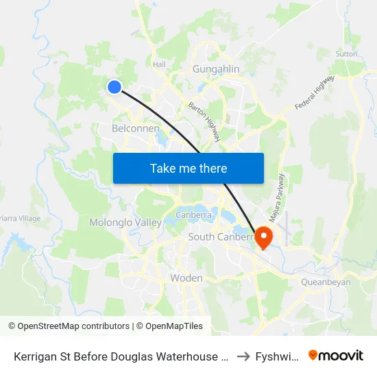 Kerrigan St Before Douglas Waterhouse Dr to Fyshwick map