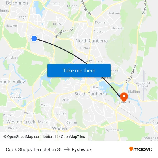 Cook Shops Templeton St to Fyshwick map
