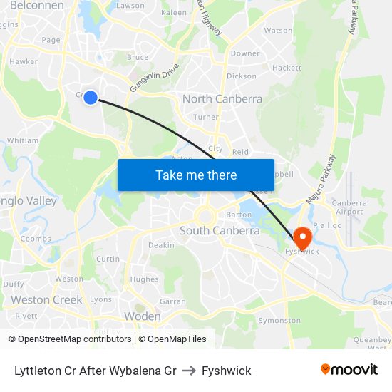 Lyttleton Cr After Wybalena Gr to Fyshwick map