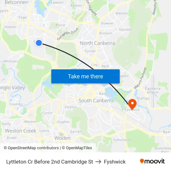 Lyttleton Cr Before 2nd Cambridge St to Fyshwick map