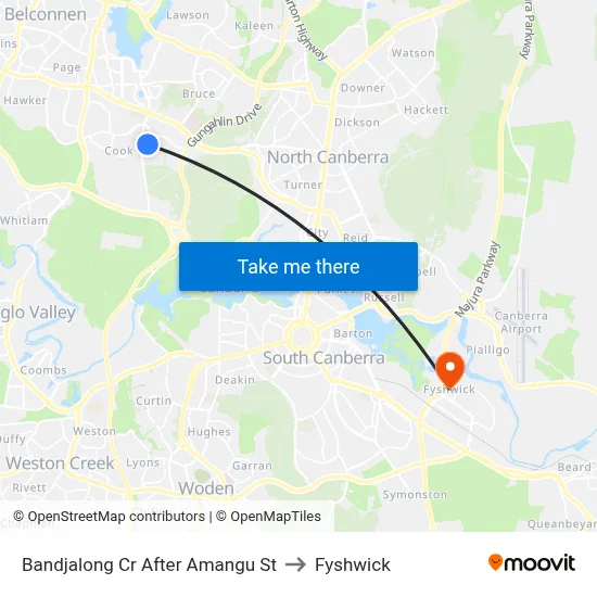 Bandjalong Cr After Amangu St to Fyshwick map