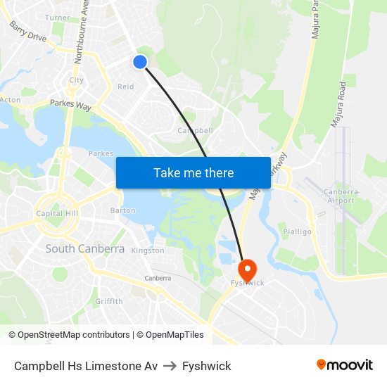 Campbell Hs Limestone Av to Fyshwick map