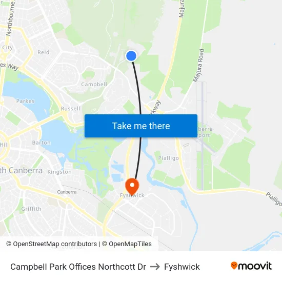Campbell Park Offices Northcott Dr to Fyshwick map