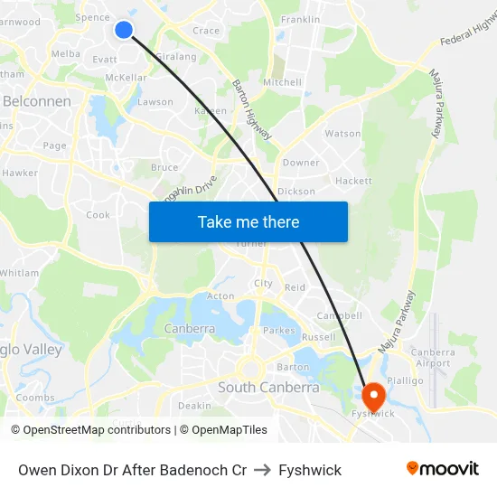 Owen Dixon Dr After Badenoch Cr to Fyshwick map