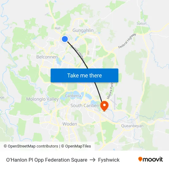O'Hanlon Pl Opp Federation Square to Fyshwick map