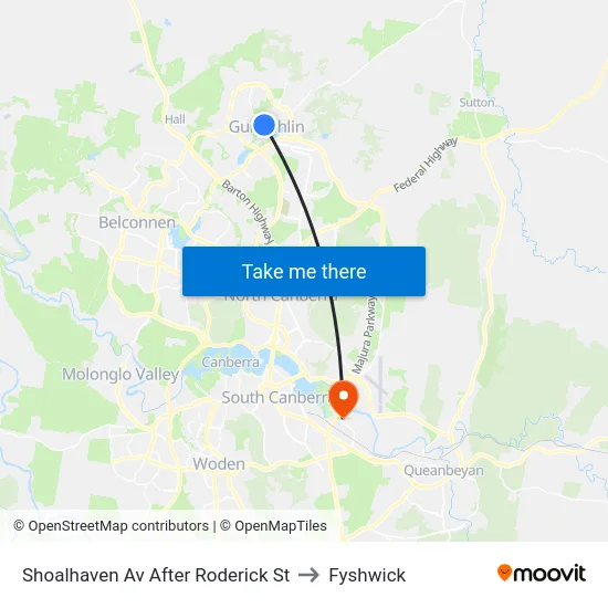 Shoalhaven Av After Roderick St to Fyshwick map