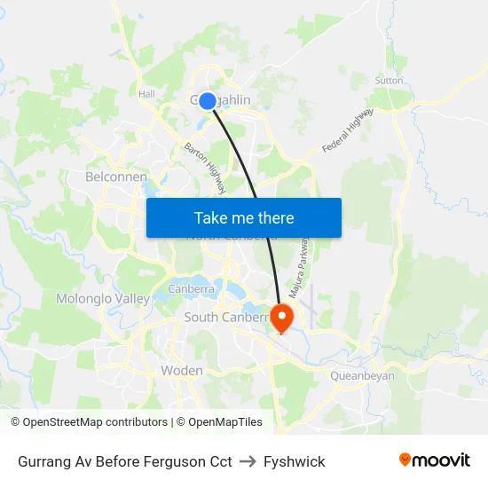 Gurrang Av Before Ferguson Cct to Fyshwick map