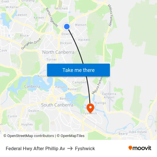 Federal Hwy After Phillip Av to Fyshwick map