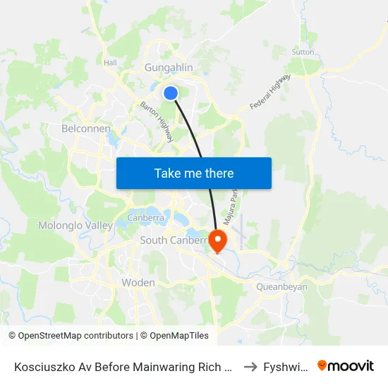 Kosciuszko Av Before Mainwaring Rich Cct to Fyshwick map