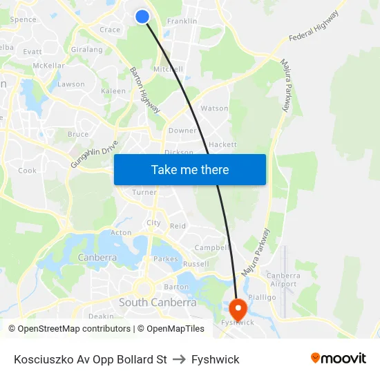 Kosciuszko Av Opp Bollard St to Fyshwick map