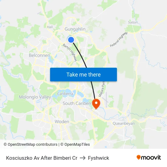 Kosciuszko Av After Bimberi Cr to Fyshwick map