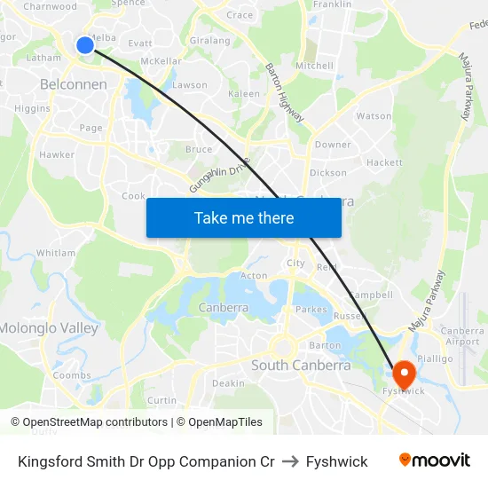 Kingsford Smith Dr Opp Companion Cr to Fyshwick map