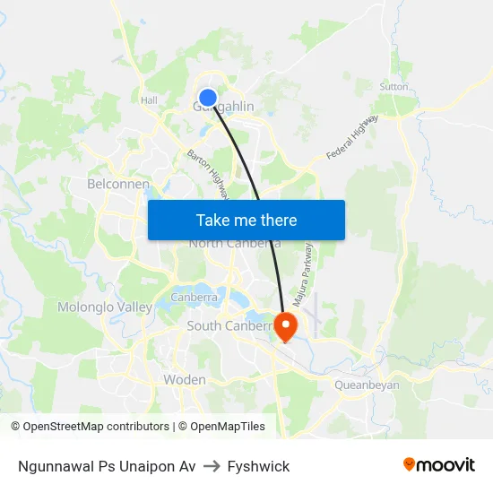 Ngunnawal Ps Unaipon Av to Fyshwick map