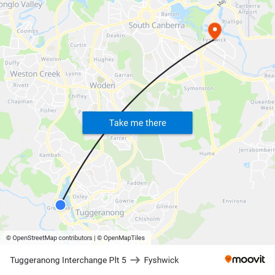 Tuggeranong Interchange Plt 5 to Fyshwick map