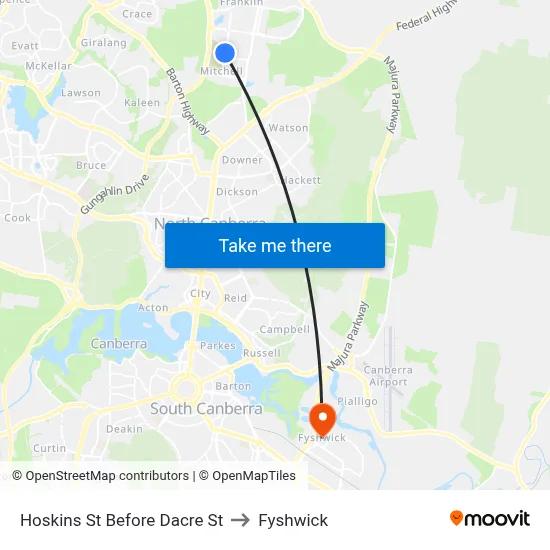 Hoskins St Before Dacre St to Fyshwick map