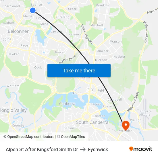 Alpen St After Kingsford Smith Dr to Fyshwick map