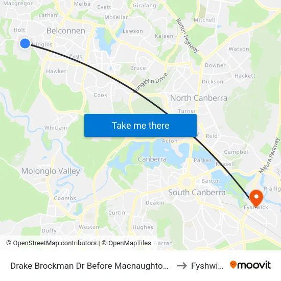 Drake Brockman Dr Before Macnaughton St to Fyshwick map