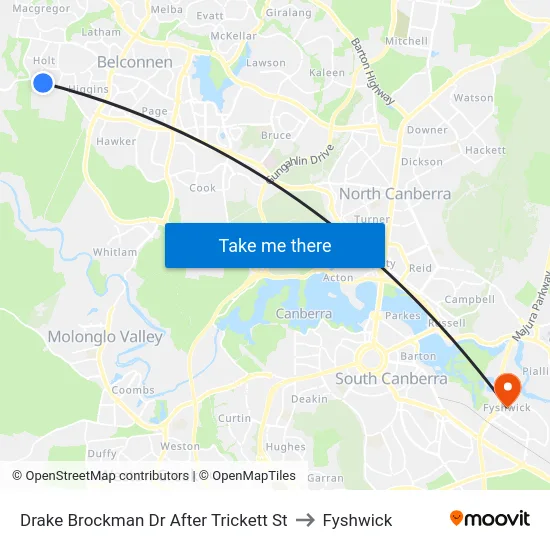 Drake Brockman Dr After Trickett St to Fyshwick map