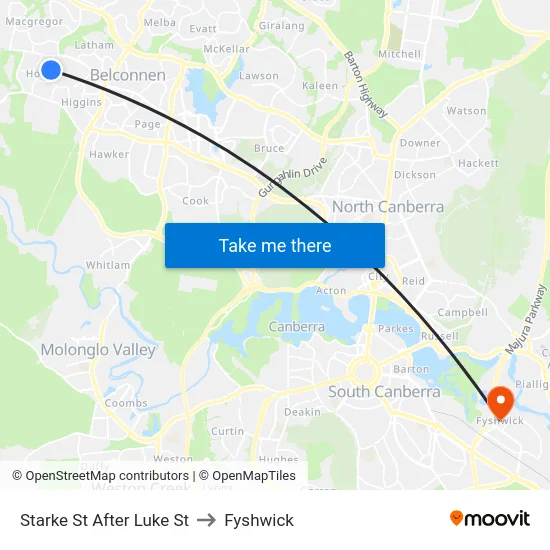 Starke St After Luke St to Fyshwick map