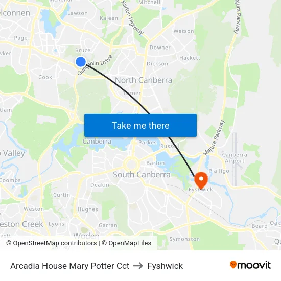 Arcadia House Mary Potter Cct to Fyshwick map