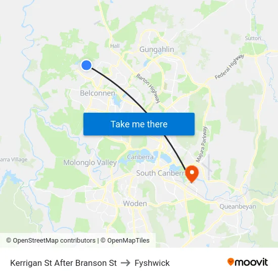Kerrigan St After Branson St to Fyshwick map
