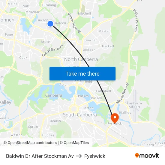 Baldwin Dr After Stockman Av to Fyshwick map