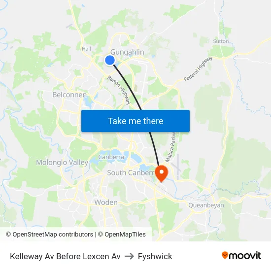 Kelleway Av Before Lexcen Av to Fyshwick map