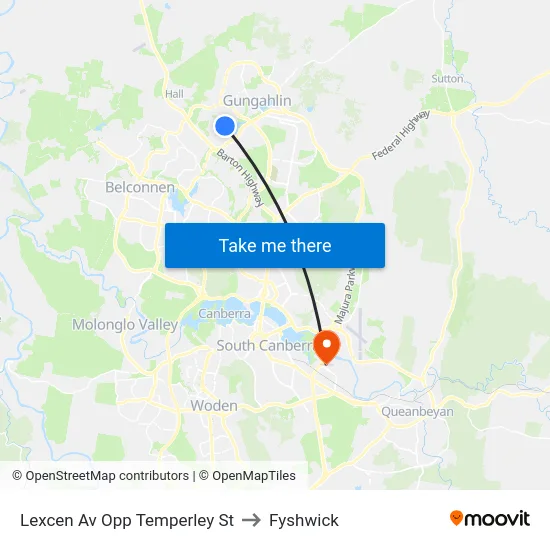 Lexcen Av Opp Temperley St to Fyshwick map