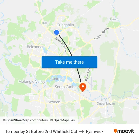 Temperley St Before 2nd Whitfield Cct to Fyshwick map