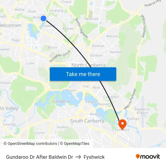 Gundaroo Dr After Baldwin Dr to Fyshwick map