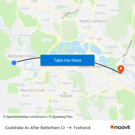 Coaldrake Av After Batterham Cr to Fyshwick map