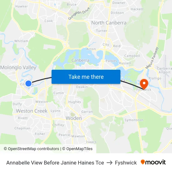 Annabelle View Before Janine Haines Tce to Fyshwick map