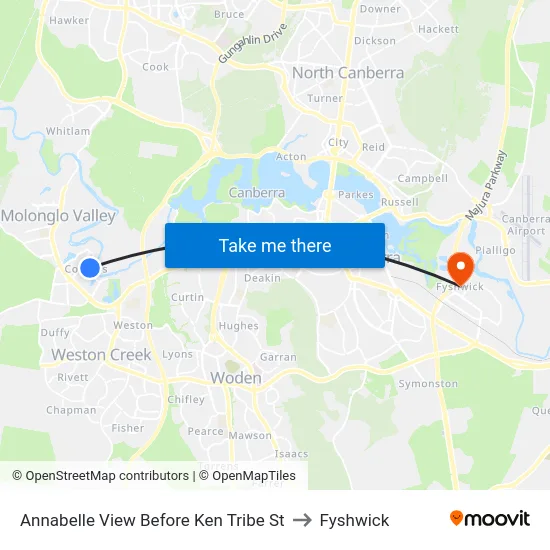 Annabelle View Before Ken Tribe St to Fyshwick map