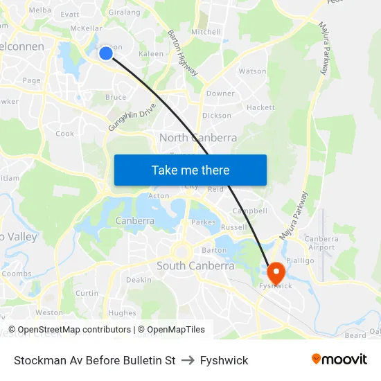 Stockman Av Before Bulletin St to Fyshwick map