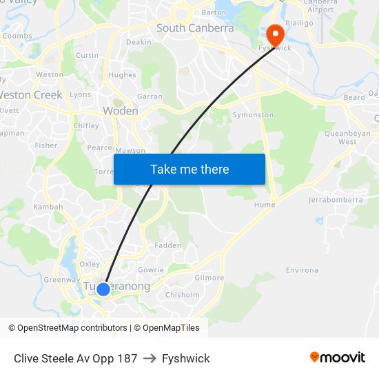 Clive Steele Av Opp 187 to Fyshwick map