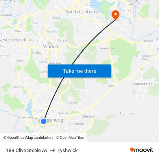 189 Clive Steele Av to Fyshwick map