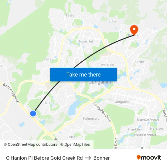 O'Hanlon Pl Before Gold Creek Rd to Bonner map