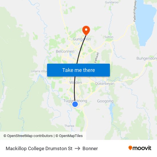 Mackillop College Drumston St to Bonner map