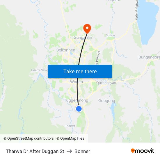 Tharwa Dr After Duggan St to Bonner map