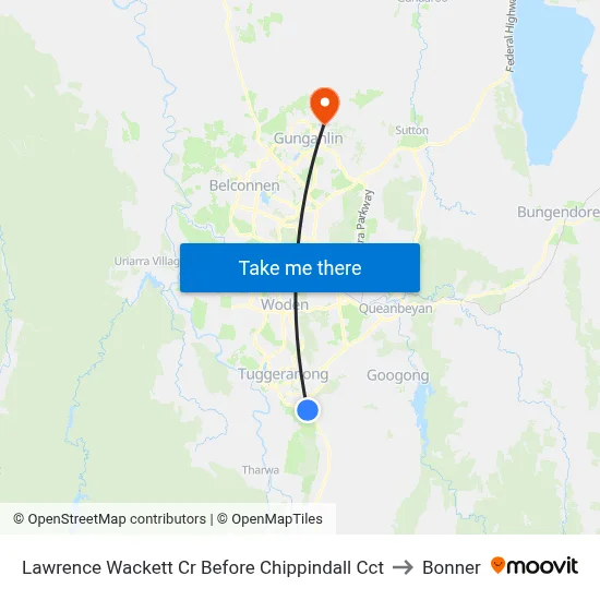 Lawrence Wackett Cr Before Chippindall Cct to Bonner map