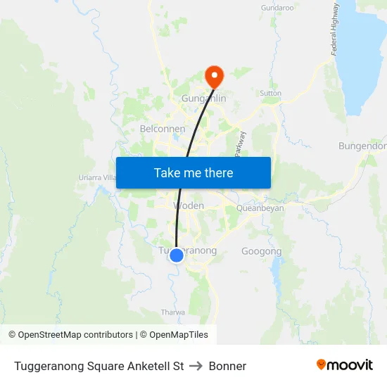 Tuggeranong Square Anketell St to Bonner map