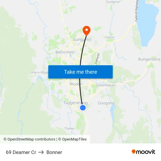 69 Deamer Cr to Bonner map