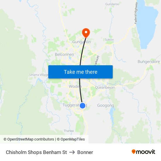 Chisholm Shops Benham St to Bonner map