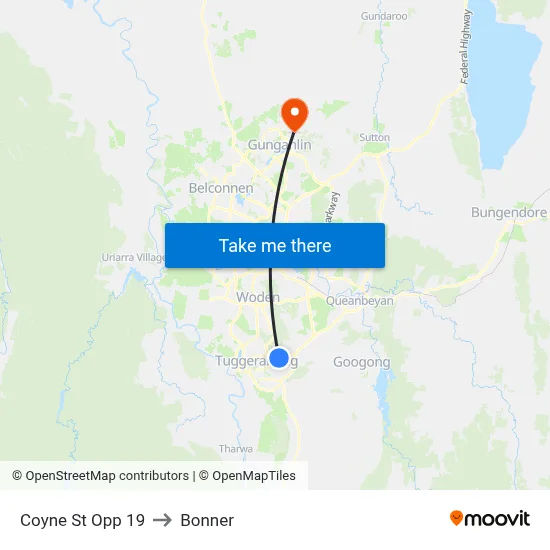 Coyne St Opp 19 to Bonner map