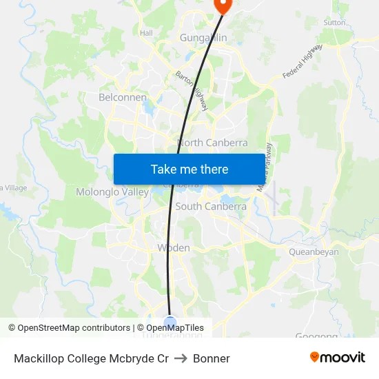 Mackillop College Mcbryde Cr to Bonner map