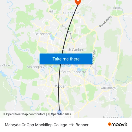 Mcbryde Cr Opp Mackillop College to Bonner map
